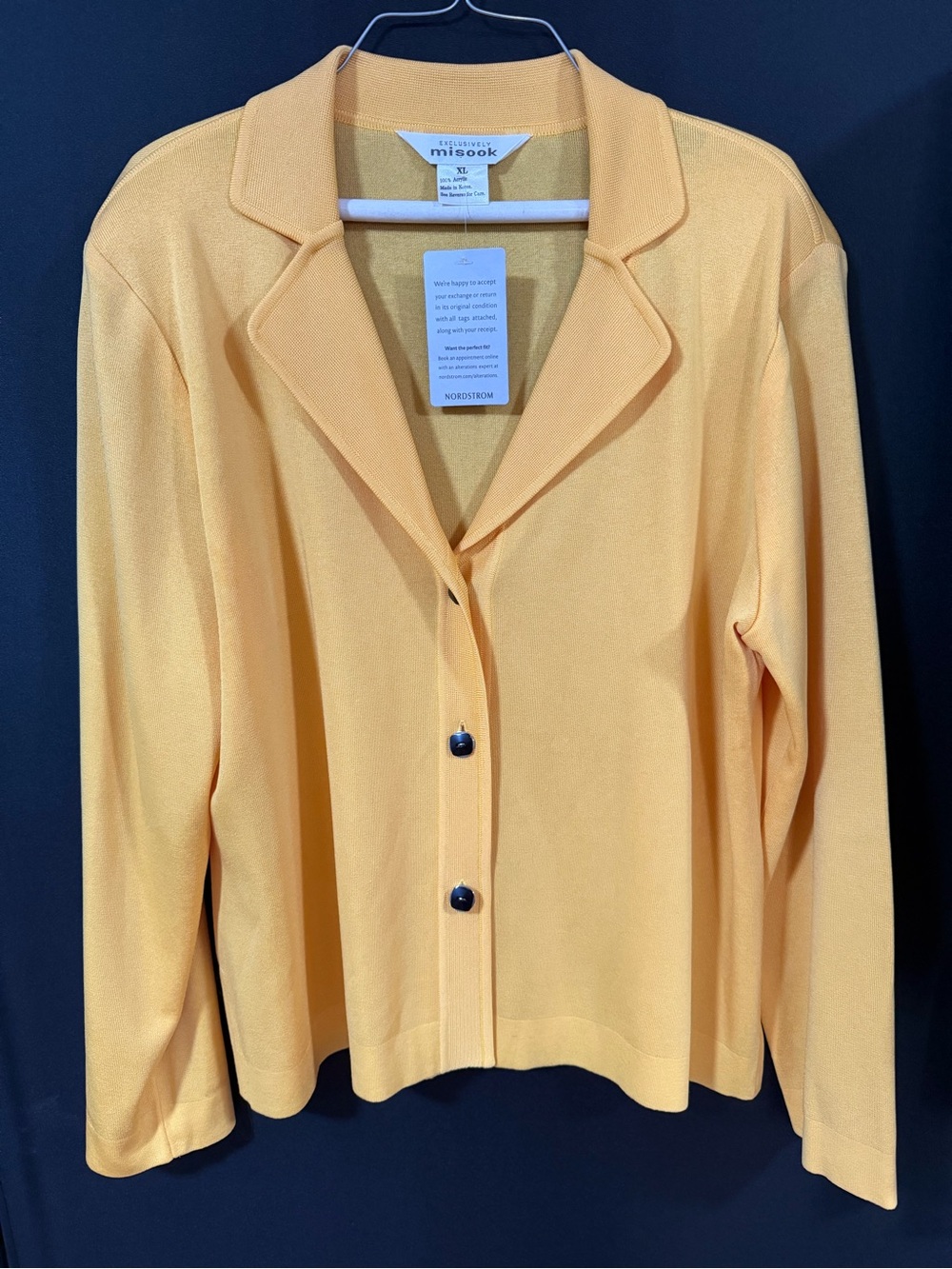Misook Women’s Yellow Button-Front Knit Sweater M new with tags